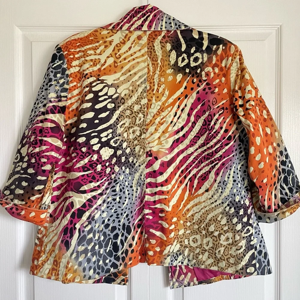 Patrick Christopher Women’s Vintage Rainbow Multicolor Zebra Print Blazer - 1X - Picture 2 of 10